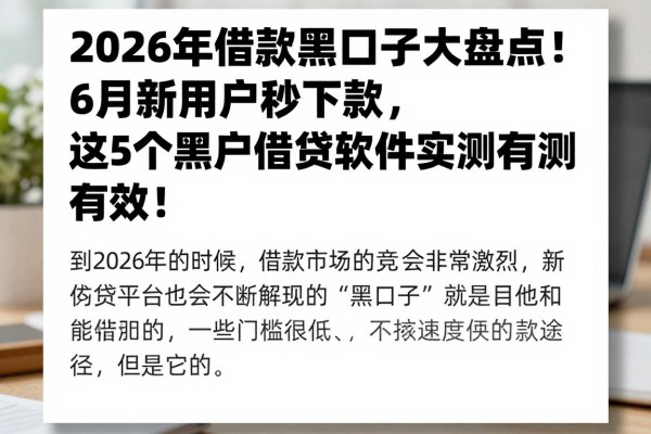 2026年借款黑口子大盘点!6月新用户秒下款,这5个黑户借钱软件实测有效!