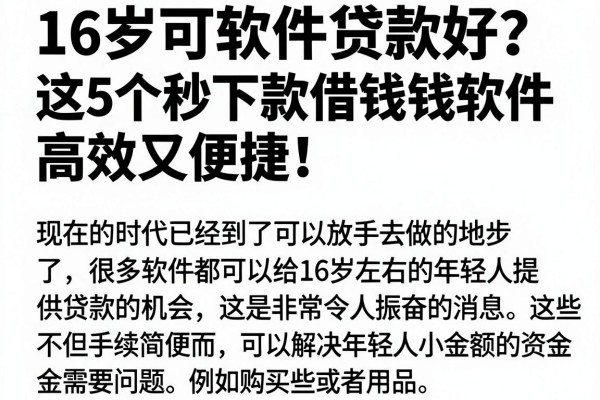 16岁可软件贷款好？这5个秒下款借钱软件高效又便捷，借贷窍门速看！