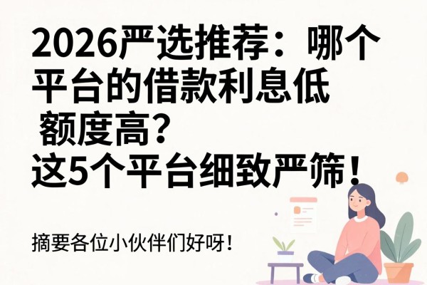 2026严选推荐：哪个平台的借款利息低额度高？这5个平台细致严筛！