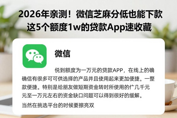2026年亲测！微信芝麻分低也能下款，这5个额度1w的贷款app速收藏