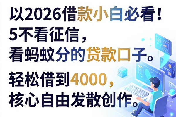 2026借款小白必看！5个不看征信看蚂蚁分的贷款口子，轻松借到4000