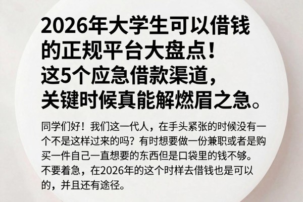 2026年大学生可以借钱的正规平台大盘点!这5个应急借款渠道,关键时候真能解燃眉之急