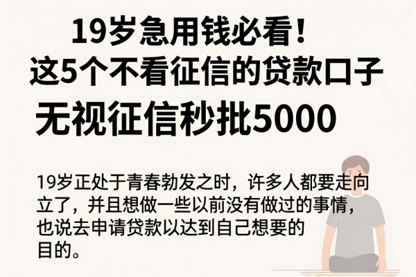 19岁急用钱必看！这5个不看征信的贷款口子，无视征信秒批5000