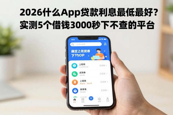 2026什么app贷款利息最低最好?实测5个借钱3000秒下不查的平台