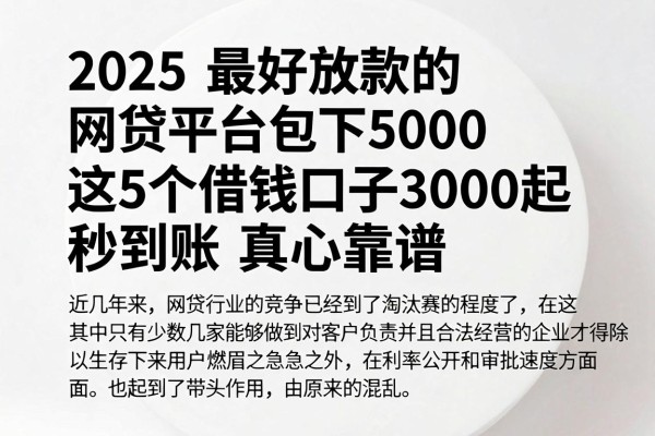 2025最好放款的网贷平台包下5000,这5个借钱口子3000起秒到账真心靠谱