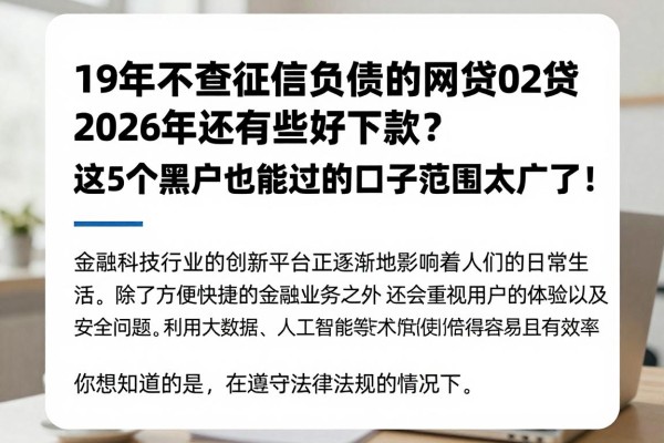 19年不查征信负债的网贷2026年还有哪些好下款？这5个黑户也能过的口子范围太广了！