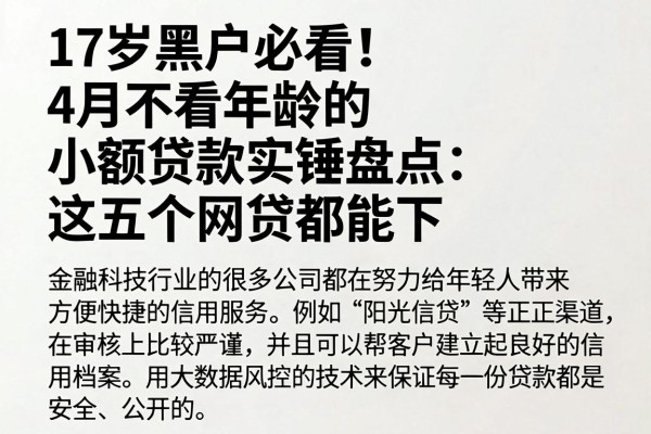 17岁黑户必看！4月不看年龄的小额贷款实锤盘点，这五个网贷都能下