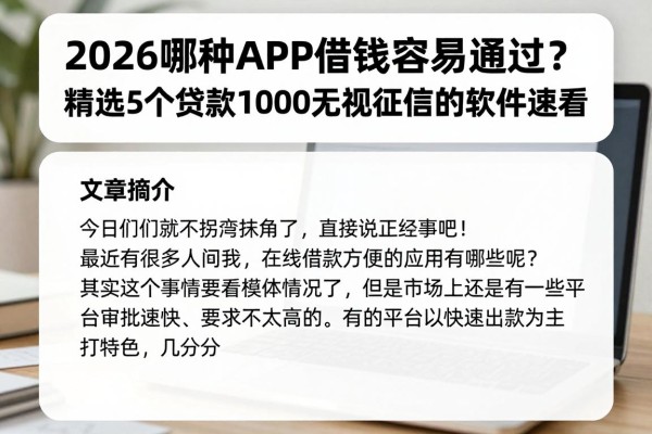 2026哪种APP借钱容易通过?精选5个贷款1000无视征信的软件速看