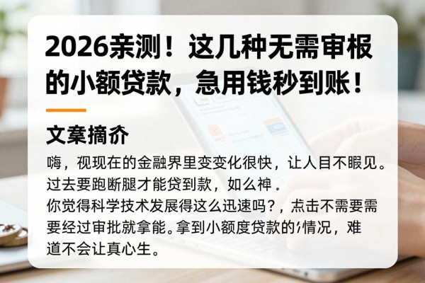 2026亲测!这几种无需审核的小额贷款,急用钱秒到账!