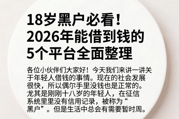 18岁黑户必看!2026年能借到钱的5个平台全面整理