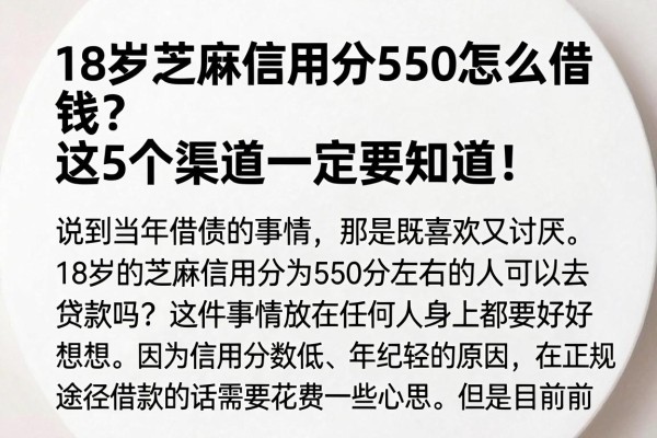 18岁芝麻信用分550怎么借钱？这5个渠道一定要知道！