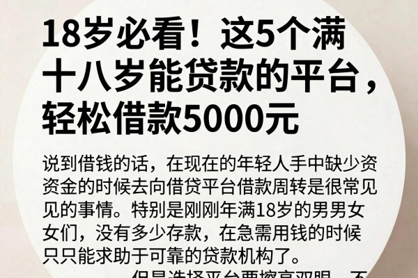 18岁必看!这5个满十八岁能贷款的平台,轻松借款5000元