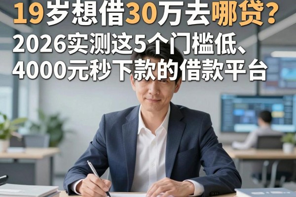 19岁想借30万去哪贷？2026实测这5个门槛低、4000元秒下款的借款平台