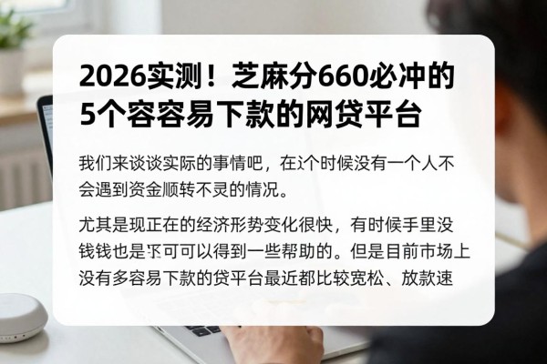 2026实测!芝麻分660必冲的5个容易下款的网贷平台,最近都在疯传