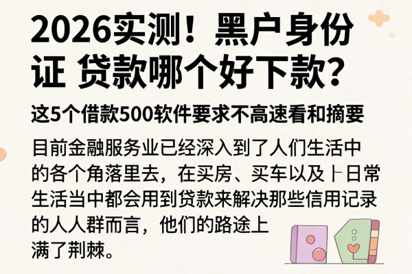 2026实测!黑户身份证贷款哪个好下款?这5个借款500软件要求不高速看