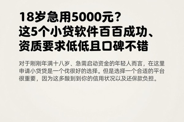 18岁急用5000元?这5个小贷软件百分百成功、资质要求低且口碑不错