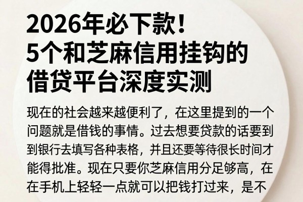 2026年必下款!5个和芝麻信用挂钩的借贷平台深度实测