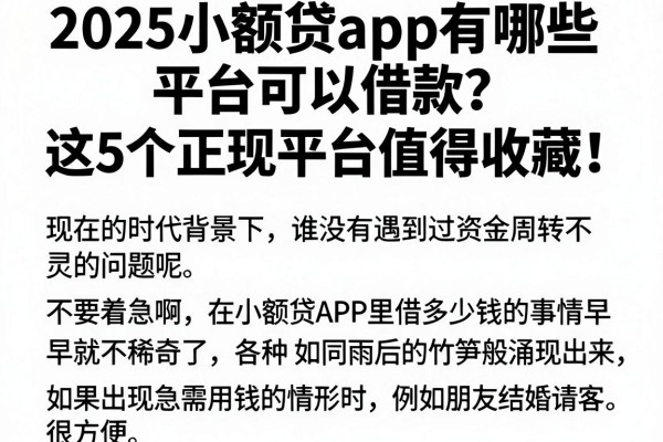 2025小额贷app有哪些平台可以借款?这5个正规平台值得收藏!