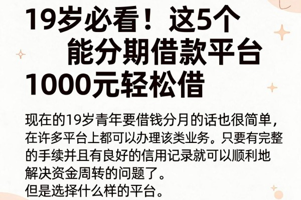 19岁必看！这5个能分期借款平台，1000元轻松借