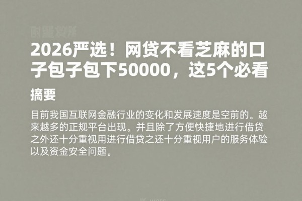 2026严选!网贷不看芝麻的口子包下5000,这5个必看