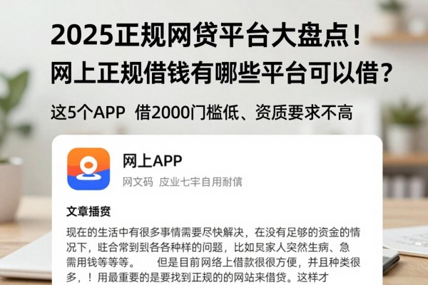 2025正规网贷平台大盘点!网上正规借钱有哪些平台可以借?这5个APP借2000门槛低、资质要求不高