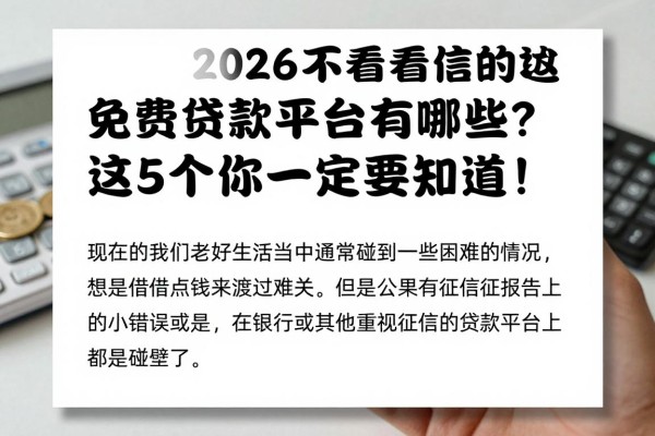 2026不看征信的免费贷款平台有哪些?这5个你一定要知道!