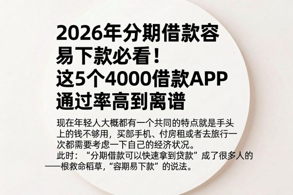 2026年分期借款容易下款必看!这5个4000借款APP通过率高到离谱