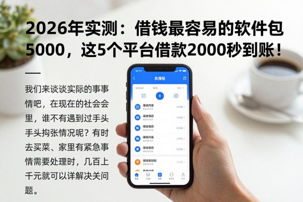 2026年实测:借钱最容易的软件包下5000,这5个平台借款2000秒到账!
