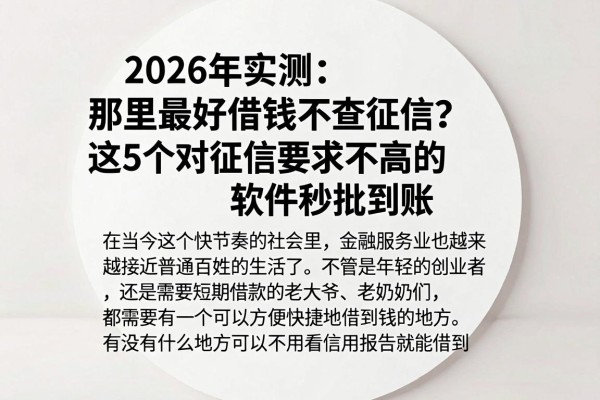2026年实测:那里最好借钱不查征信?这5个对征信要求不高的软件秒批到账