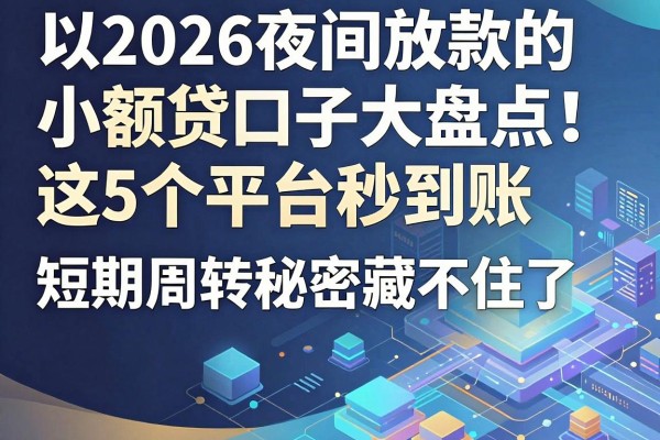 2026夜间放款的小额贷口子大盘点!这5个平台秒到账,短期周转秘密藏不住了