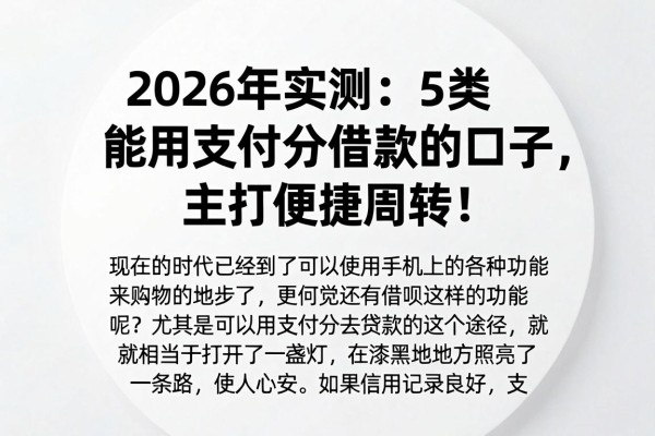 2026年实测:5类能用支付分借款的口子,主打便捷周转!