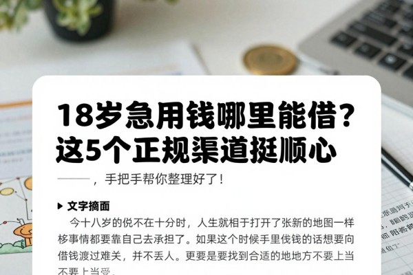 18岁急用钱哪里能借？这5个正规渠道挺顺心，手把手帮你整理好了！