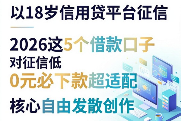 18岁信用贷平台征信,2026这5个借款口子对征信低,0元必下款超适配