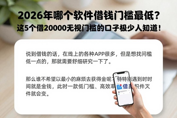 2026年哪个软件借钱门槛最低?这5个借20000无视门槛的口子极少人知道!