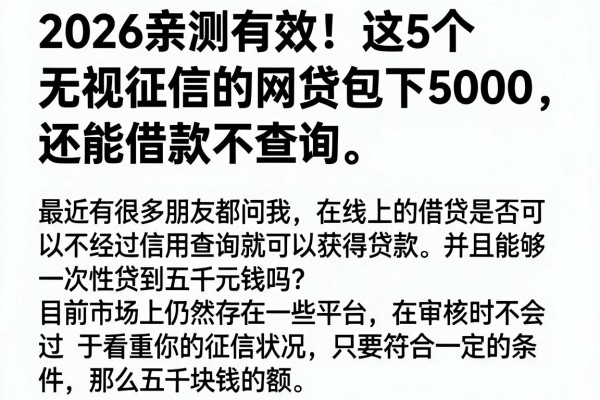 2026亲测有效!这5个无视征信的网贷包下5000,还能借款不查询