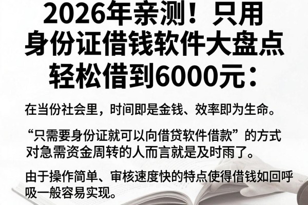 2026年亲测!只用身份证借钱软件大盘点,轻松借到6000元