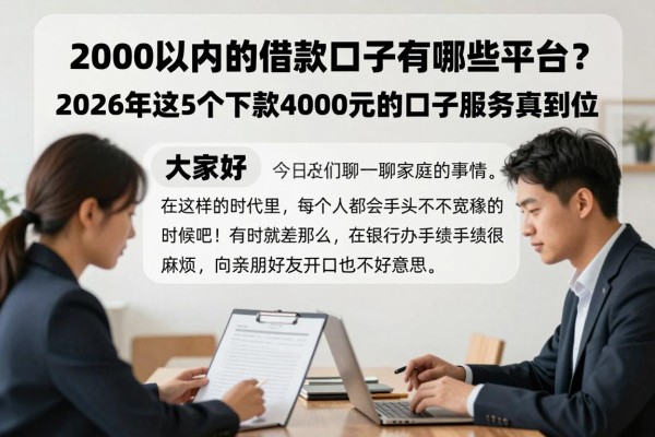 2000以内的借款口子有哪些平台?2026年这5个下款4000元的口子服务真到位