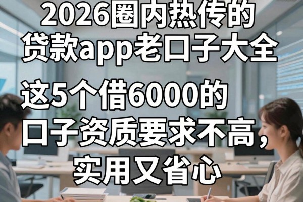 2026圈内热传的贷款app老口子大全,这5个借6000的口子资质要求不高,实用又省心!