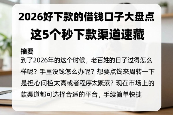 2026好下款的借钱口子大盘点!这5个秒下款渠道速藏