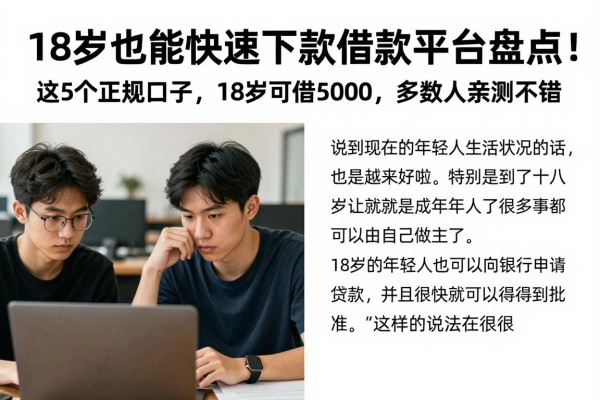 18岁也能快速下款的借款平台盘点！这5个正规口子，18岁可借5000，多数人亲测不错