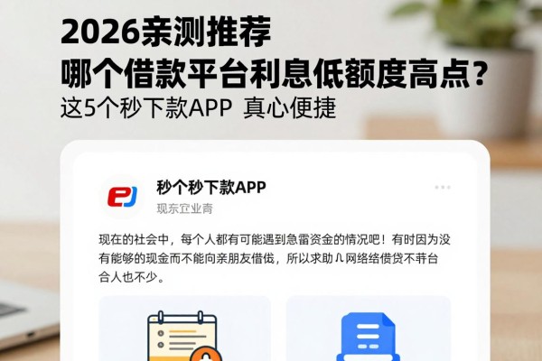 2026亲测推荐:哪个借款平台利息低额度高点?这5个秒下款APP真心便捷