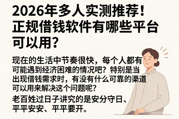 2026年多人实测推荐！正规借钱软件有哪些平台可以用？这篇深度珍藏别错过