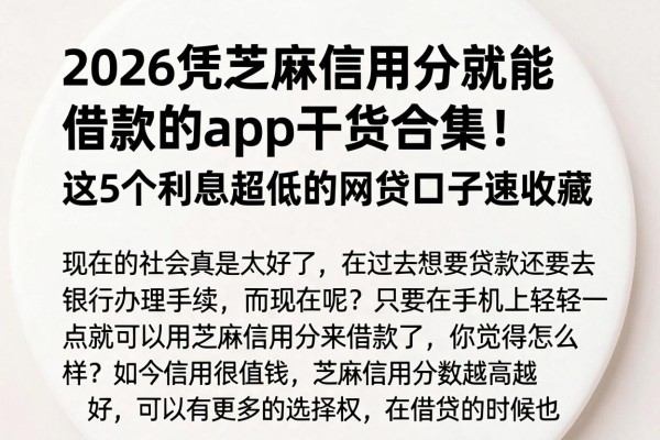 2026凭芝麻信用分就能借款的app干货合集！这5个利息超低的网贷口子速收藏