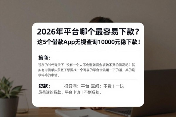 2026年平台哪个最容易下款？这5个借款App无视查询10000元稳下款！
