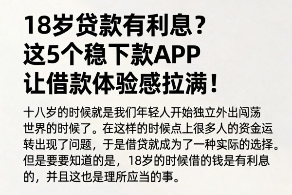 18岁贷款有利息?这5个稳下款APP让借款体验感拉满!