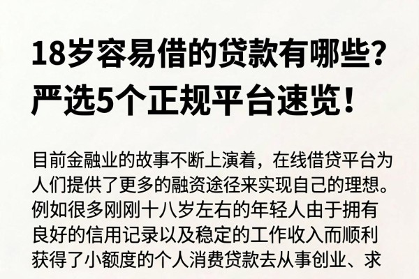 18岁容易借的贷款有哪些?严选5个正规平台速览!