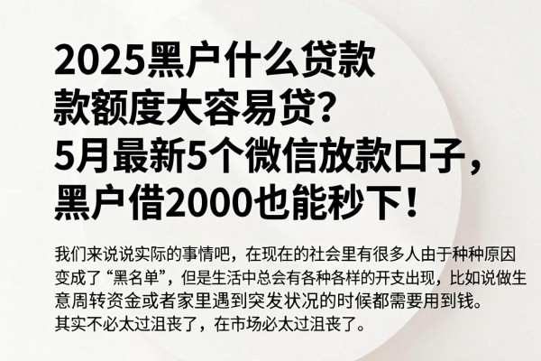 2025黑户什么贷款额度大容易贷?5月最新5个微信放款口子,黑户借2000也能秒下!