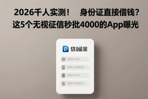 2026千人实测！什么可以用身份证直接借钱？这5个无视征信秒批4000的App曝光