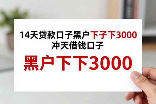 14天黑户必下3000的口子包下款,这5个14天借钱口子黑户也能下2000