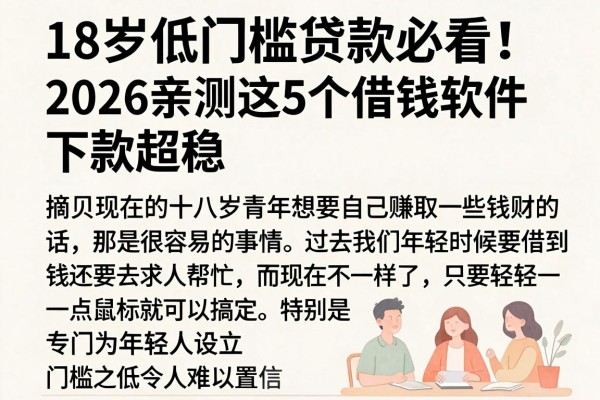 18岁低门槛贷款必看!2026亲测这5个借钱软件下款超稳,实用到爆